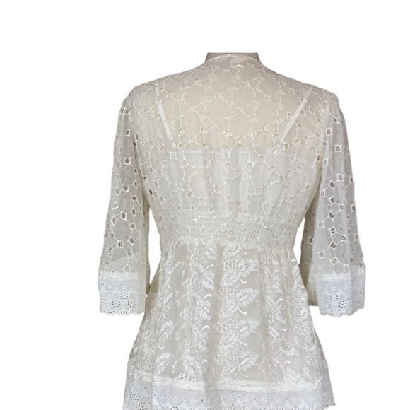 SUNDANCE CATALOG Embroidered Lace FRILL
SEEKER Silk Blouse Sz Medium Boho Eyelet - Picture 5 of 7